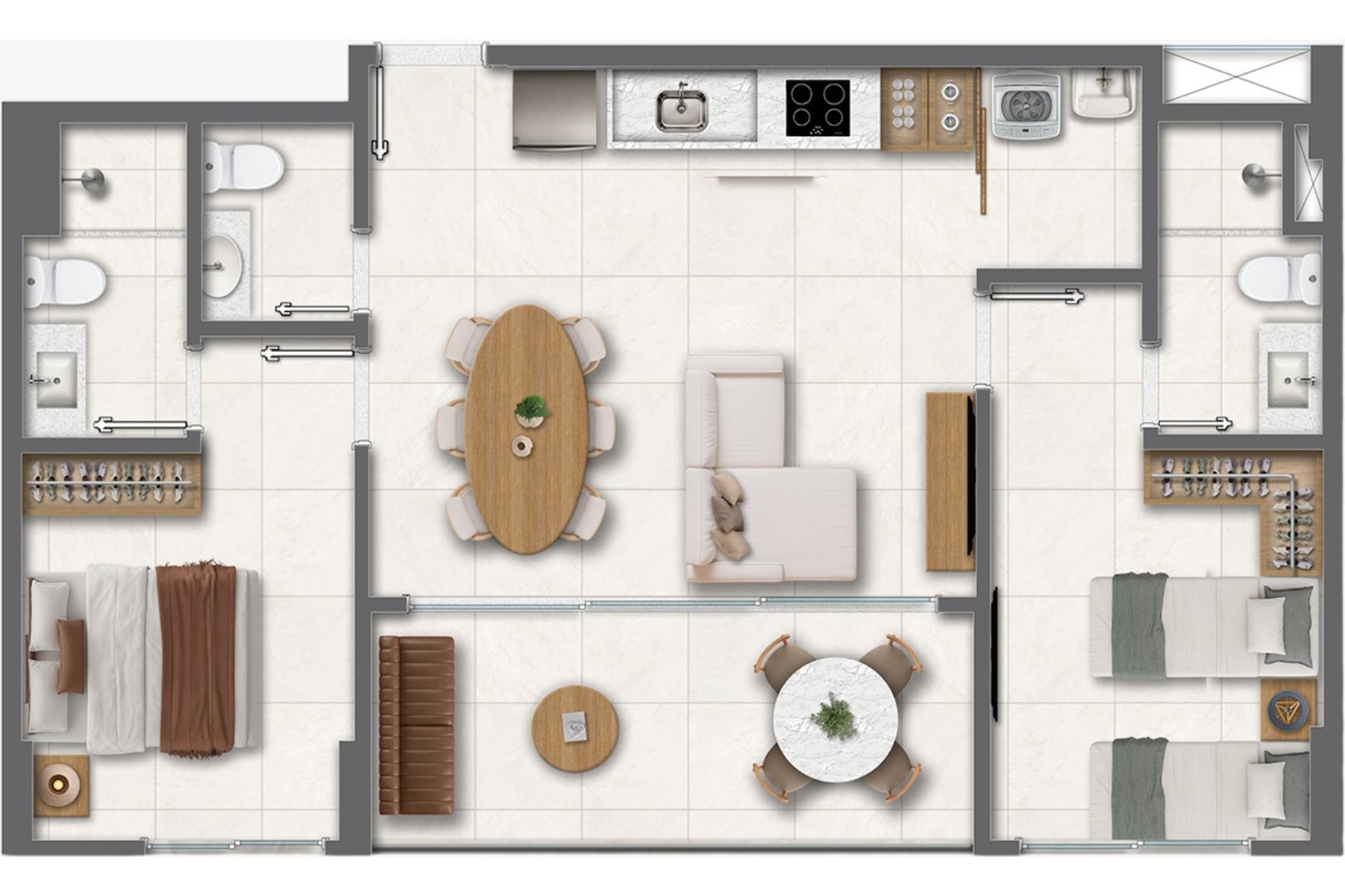 Planta tipo 2 - 66,30m² de área privativa