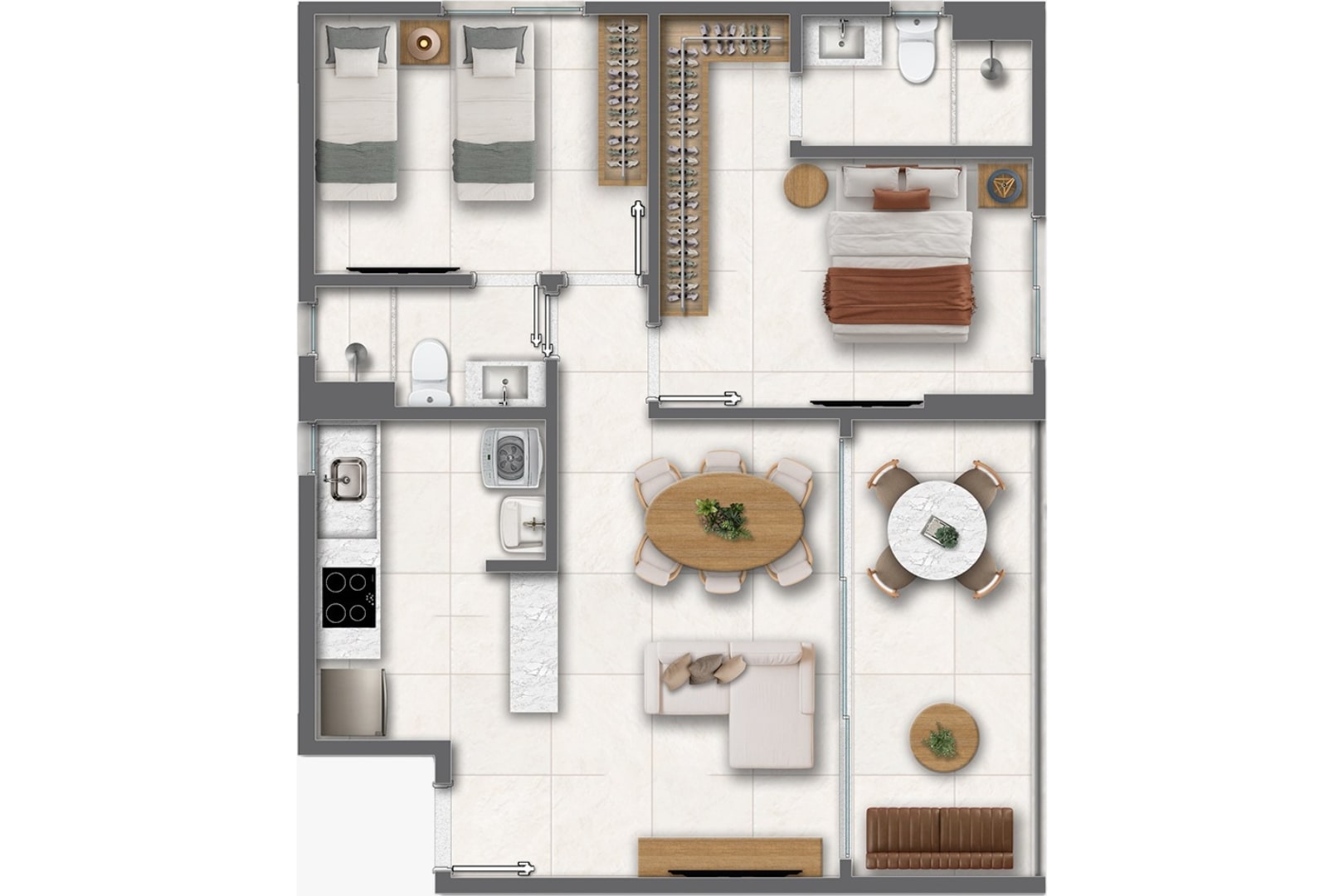 Planta tipo 3 - 64.97m² de área privativa